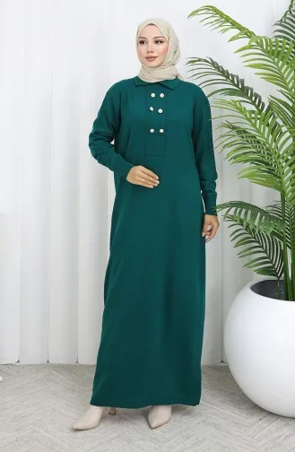 Knitwear Polo Collar Button Detailed Dress 0007-03 Petrol 0007-03