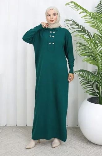 Knitwear Polo Collar Button Detailed Dress 0007-03 Petrol 0007-03
