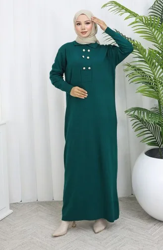 Knitwear Polo Collar Button Detailed Dress 0007-03 Petrol 0007-03