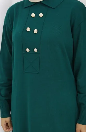 Knitwear Polo Collar Button Detailed Dress 0007-03 Petrol 0007-03