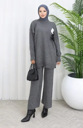 Triko Balıkçı Yaka Tunik Pantolon İkili Takım 1015-03 Gri