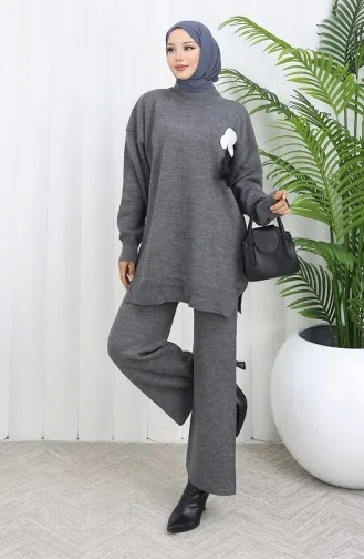 Triko Balıkçı Yaka Tunik Pantolon İkili Takım 1015-03 Gri