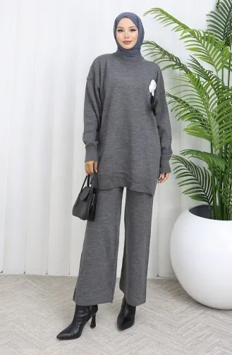 Triko Balıkçı Yaka Tunik Pantolon İkili Takım 1015-03 Gri