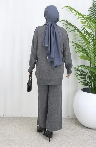 Triko Balıkçı Yaka Tunik Pantolon İkili Takım 1015-03 Gri