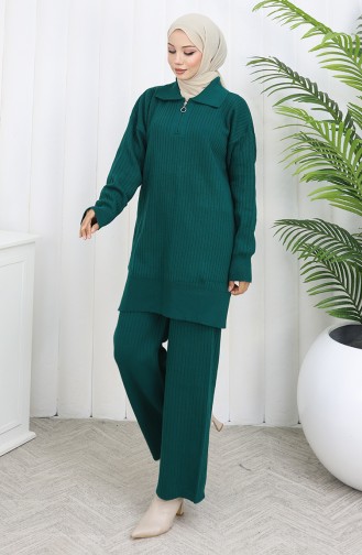 Strickmode Gestreifte Tunika Hose Zweiteiler 1073-05 Petrol 1073-05