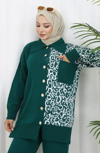 Breiwerk Garnish Geknoopte Tuniek Broek Tweedelig Pak 1078-01 Petrol 1078-01