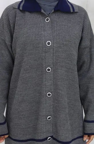 بدلة من قطعتين، سترة محبوكة بياقة بولو وأزرار، بنطلون، 1108-05 رمادي 1108-05