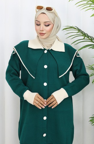 Knitwear Buttoned Garnished Tunic Trousers Two Piece Suit 1122-06 Petrol 1122-06