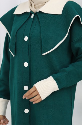 Knitwear Buttoned Garnished Tunic Trousers Two Piece Suit 1122-06 Petrol 1122-06