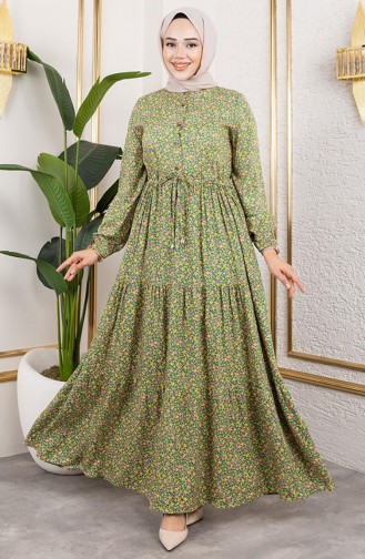 Robe à Motifs Floraux Efsun 7136-06 Vert 7136-06
