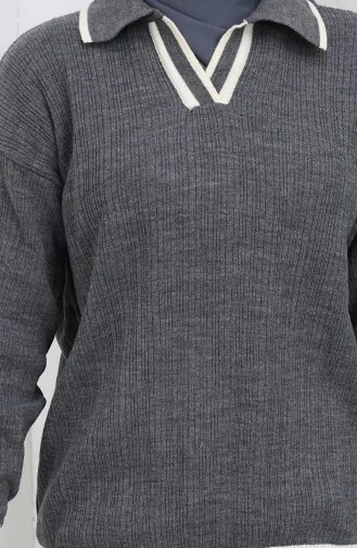 Gebreide Geribbelde Trui-broek Tweedelig Set 0010-01 Antraciet 0010-01