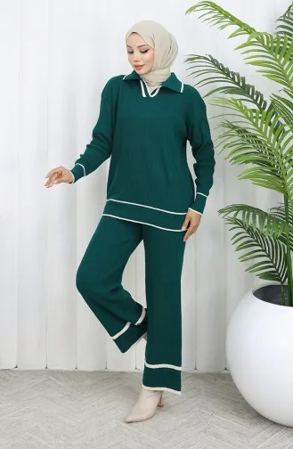 Triko Fitilli Kazak Pantolon İkili Takım 0010-05 Petrol