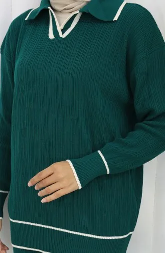 Triko Fitilli Kazak Pantolon İkili Takım 0010-05 Petrol