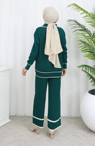 Gebreide Geribbelde Trui-broek Tweedelig Set 0010-05 Petrol 0010-05