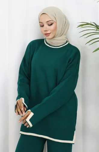 Knitwear Slit Detailed Sweater Trousers Two Piece Set 0011-06 Petrol 0011-06