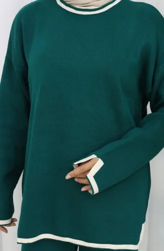 Knitwear Slit Detailed Sweater Trousers Two Piece Set 0011-06 Petrol 0011-06