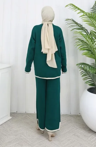 Knitwear Slit Detailed Sweater Trousers Two Piece Set 0011-06 Petrol 0011-06