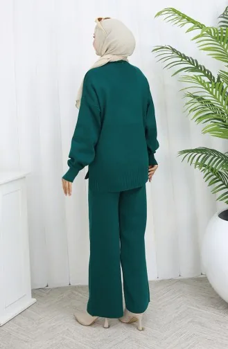 Strickwaren Stein Detail Pullover Hose Zweiteiler Set 0014-01 Petrol 0014-01