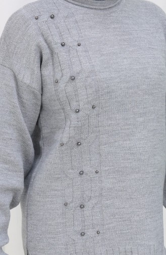 Knitwear Stone Detailed Sweater Trousers Two Piece Set 0014-06 Gray 0014-06