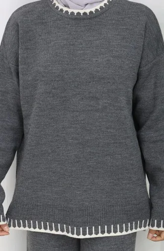 Strickwaren Wimpern Detail Pullover Hose Zweiteiler 0015-02 Anthrazit 0015-02