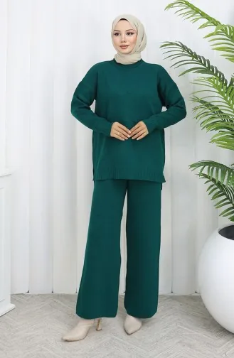 Gebreide Trui Met Hartpatroon Tweedelig Setje 0016-02 Petrol 0016-02