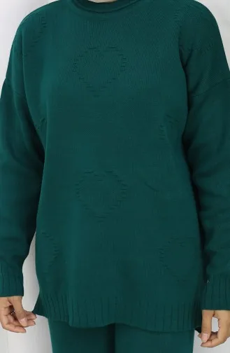 Gebreide Trui Met Hartpatroon Tweedelig Setje 0016-02 Petrol 0016-02