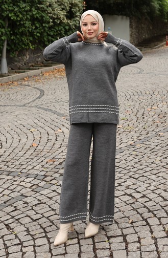 Strickpullover Und Hose Mit Schrägem Muster Zweiteilig 0017-02 Anthrazit 0017-02