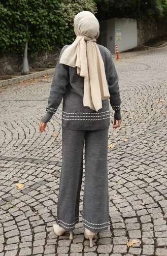 Ensemble Deux Pièces Pull Et Pantalon En Maille à Biais 0017-02 Anthracite 0017-02
