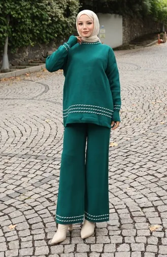 Knitwear Biased Sweater Trousers Two Piece Set 0017-03 Petrol 0017-03