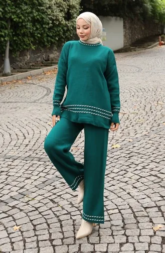 Knitwear Biased Sweater Trousers Two Piece Set 0017-03 Petrol 0017-03