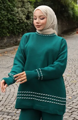 Knitwear Biased Sweater Trousers Two Piece Set 0017-03 Petrol 0017-03