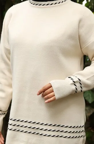 Ensemble Deux Pièces Pull Et Pantalon En Maille à Biais 0017-04 Beige 0017-04
