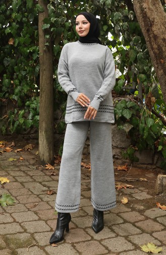 Strickmode Bias Übergangspullover Hose Zweiteiler 0017-06 Grau 0017-06