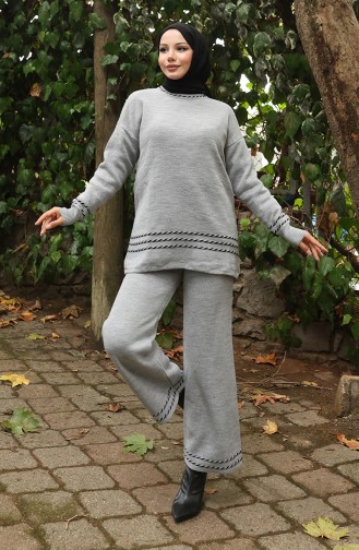 Strickmode Bias Übergangspullover Hose Zweiteiler 0017-06 Grau 0017-06