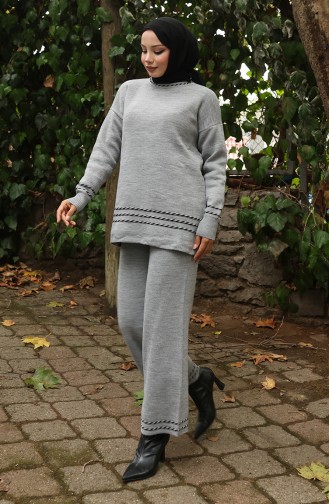 Strickmode Bias Übergangspullover Hose Zweiteiler 0017-06 Grau 0017-06
