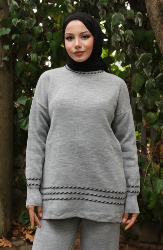 Strickmode Bias Übergangspullover Hose Zweiteiler 0017-06 Grau 0017-06