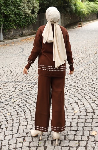 Strickwaren Paspel Übergangspullover Hose Zweiteiler 0017-07 Braun 0017-07