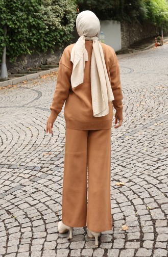 Strickwaren Stein Detail Pullover Hose Zweiteiler Set 0019-06 Milchkaffee 0019-06