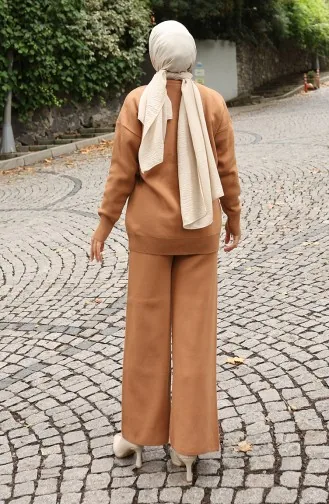 Knitwear Stone Detailed Sweater Trousers Two Piece Set 0019-06 Milk Coffee 0019-06