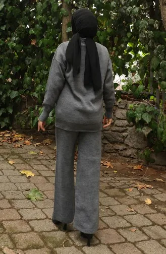 Knitwear Stone Detailed Sweater Trousers Two Piece Set 0019-07 Anthracite 0019-07