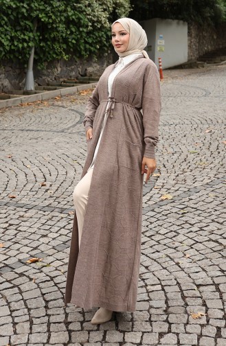 Gebreide Geribbelde Lange Cardigan 0030-01 Mink 0030-01