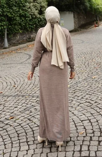 Gebreide Geribbelde Lange Cardigan 0030-01 Mink 0030-01