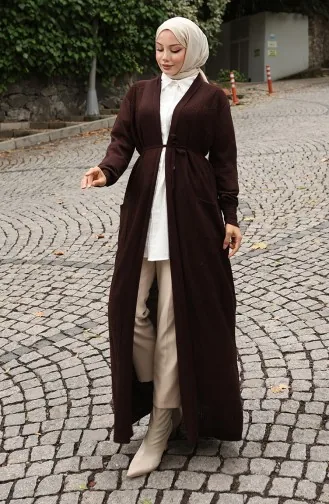 Gerippte Strickjacke 0030-02 Braun 0030-02