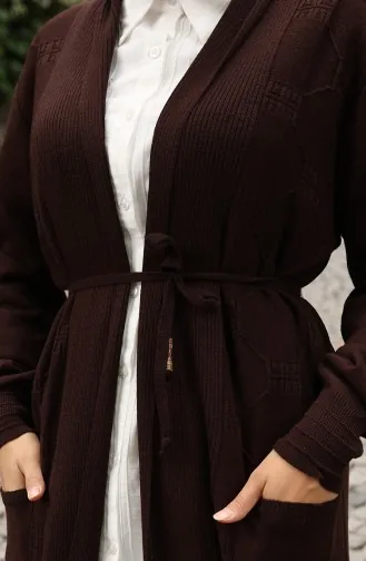 Gerippte Strickjacke 0030-02 Braun 0030-02