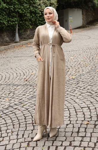 Cardigan Long Côtelé En Maille 0030-05 Beige 0030-05