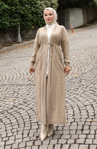 Cardigan Long Côtelé En Maille 0030-05 Beige 0030-05