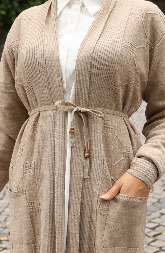 Cardigan Long Côtelé En Maille 0030-05 Beige 0030-05
