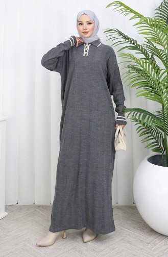 Strickkleid Mit Polokragen Und Knöpfen 1135-03 Anthrazit 1135-03