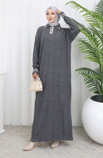 Strickkleid Mit Polokragen Und Knöpfen 1135-03 Anthrazit 1135-03