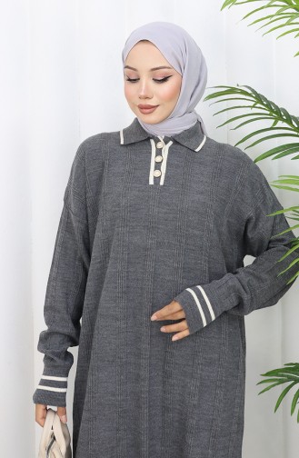 Strickkleid Mit Polokragen Und Knöpfen 1135-03 Anthrazit 1135-03